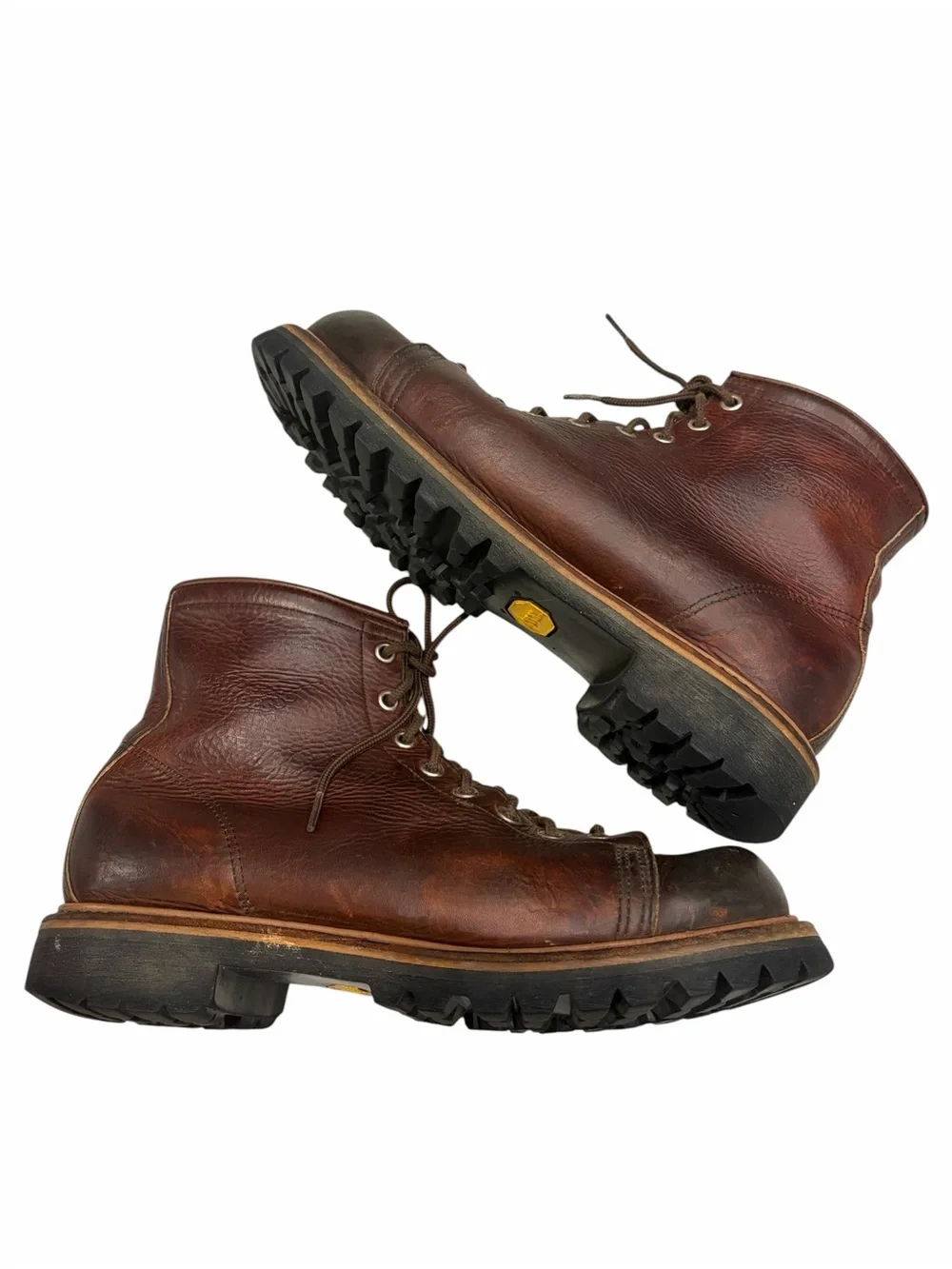Vintage Red Wing Brown Leather Chippewa Heritage Monkey Work Boots size 9 #2902